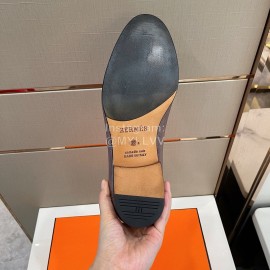 Hermes Soft Cowhide Casual Loafers For Men Coffee