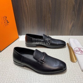 Hermes Vintage Cowhide Casual Loafers For Men Black