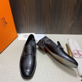 Hermes Vintage Cowhide Casual Loafers For Men Black