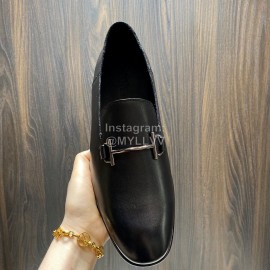 Hermes Vintage Cowhide Casual Loafers For Men Black