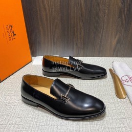 Hermes Vintage Black Cowhide Casual Loafers For Men 
