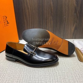 Hermes Vintage Black Cowhide Casual Loafers For Men 