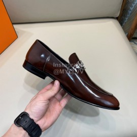 Hermes Cowhide Business Loafers For Men Brown
