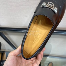 Hermes Calf Leather Business Loafers For Men Black