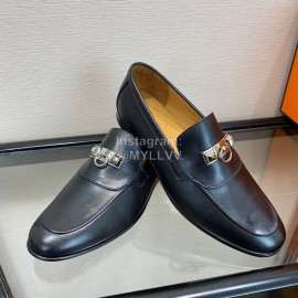 Hermes Calf Leather Business Loafers For Men Black