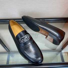 Hermes Black Calf Leather Business Loafers For Men 