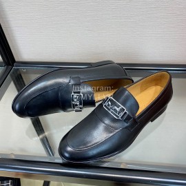 Hermes Black Calf Leather Business Loafers For Men 