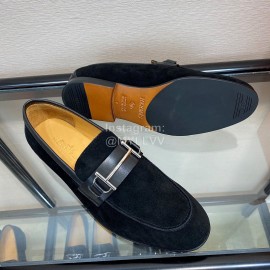 Hermes Velvet Calf Leather Business Loafers For Men Black