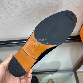 Hermes Black Velvet Calf Leather Business Loafers For Men 