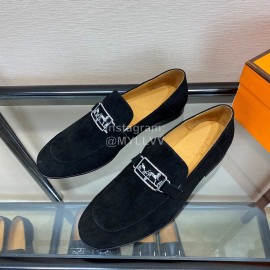 Hermes Velvet Calf Leather Business Loafers For Men 
