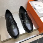 Hermes Calf Leather Lace Up Business Shoes For Men Coffee
