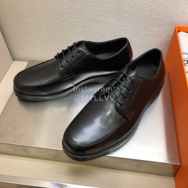 Hermes Calf Leather Lace Up Business Shoes For Men Coffee