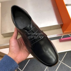 Hermes Calf Leather Lace Up Business Shoes For Men Coffee