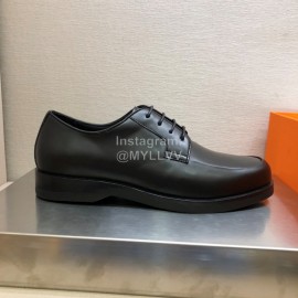 Hermes Calf Leather Lace Up Business Shoes For Men Coffee