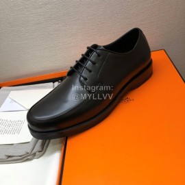 Hermes Calf Leather Lace Up Business Shoes For Men Coffee