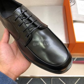Hermes Calf Leather Lace Up Business Shoes For Men Coffee