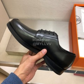 Hermes Calf Leather Lace Up Business Shoes For Men Coffee