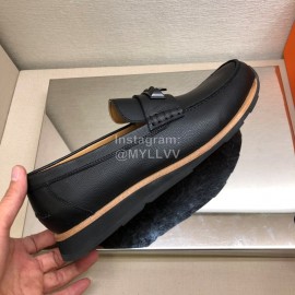 Hermes Classic Calf Leather Business Shoes For Men Black