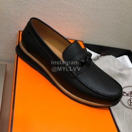 Hermes Classic Calf Leather Business Shoes For Men Black