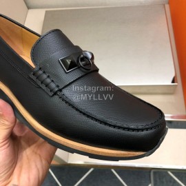 Hermes Classic Calf Leather Business Shoes For Men Black