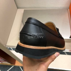 Hermes Classic Calf Leather Business Shoes For Men Black