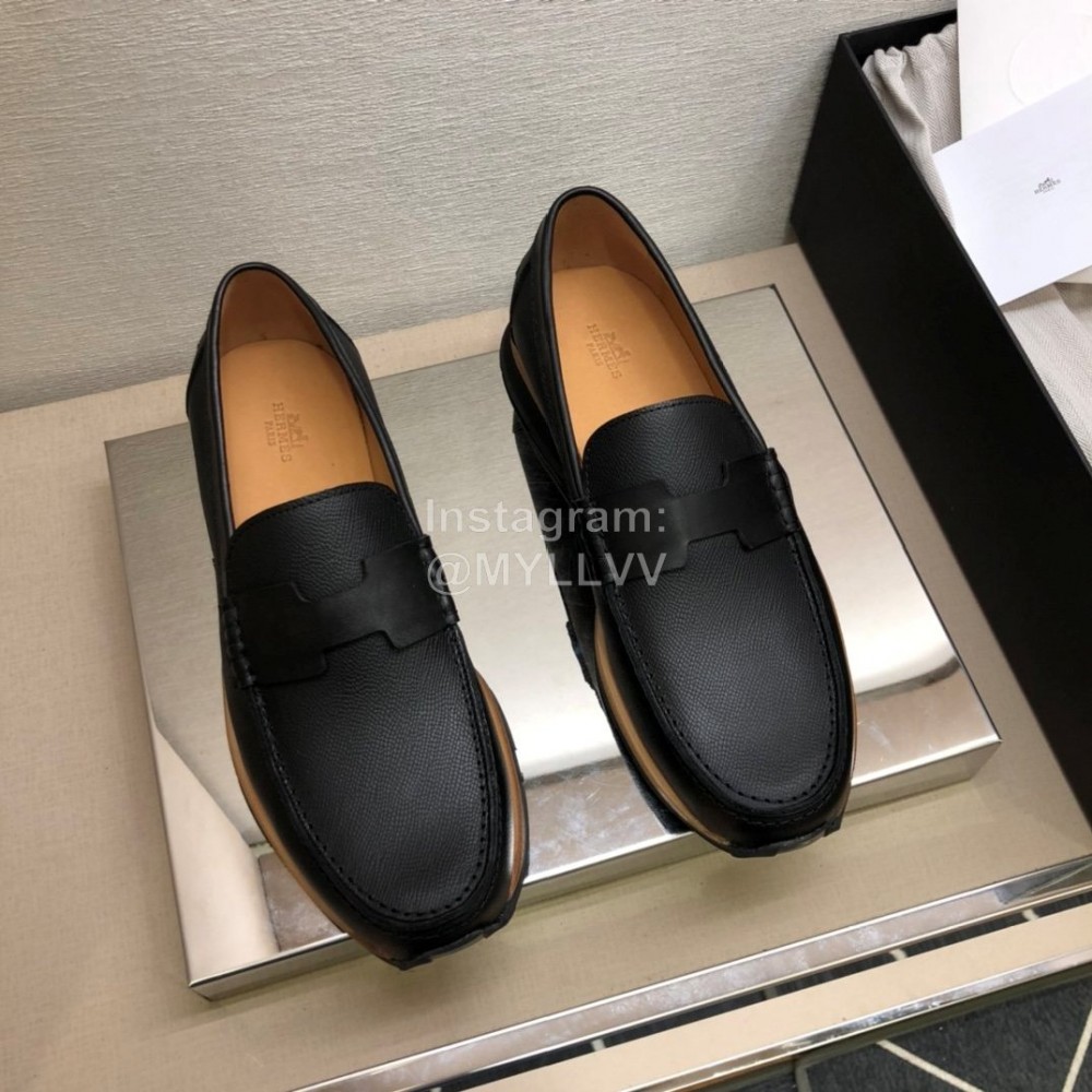 Hermes Calf Leather Business Shoes For Men Black