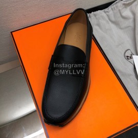 Hermes Calf Leather Business Shoes For Men Black