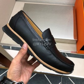 Hermes Calf Leather Business Shoes For Men Black