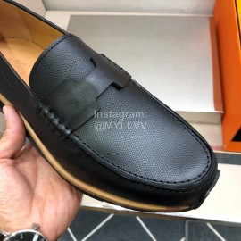 Hermes Calf Leather Business Shoes For Men Black