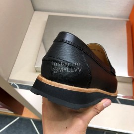 Hermes Calf Leather Business Shoes For Men Black