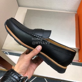 Hermes Calf Leather Business Shoes For Men Black