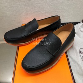 Hermes Black Calf Leather Business Shoes For Men 