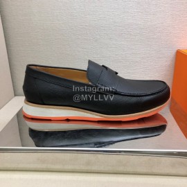 Hermes Black Calf Leather Business Shoes For Men 