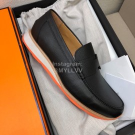 Hermes Black Calf Leather Business Shoes For Men 