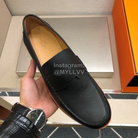 Hermes Black Calf Leather Business Shoes For Men 