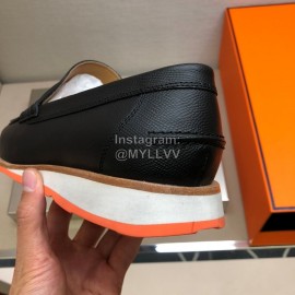 Hermes Black Calf Leather Business Shoes For Men 