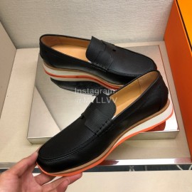 Hermes Black Calf Leather Business Shoes For Men 