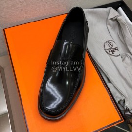 Hermes Calf Leather Business Shoes Black For Men