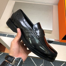 Hermes Calf Leather Business Shoes Black For Men