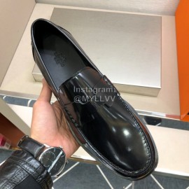 Hermes Calf Leather Business Shoes Black For Men