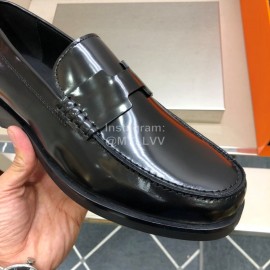 Hermes Calf Leather Business Shoes Black For Men