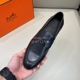 Hermes Black Calf Leather H Buckle Business Shoes For Men