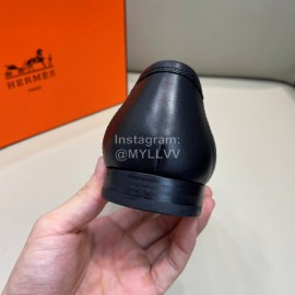 Hermes Black Calf Leather H Buckle Business Shoes For Men