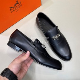 Hermes Fashion Cowhide Casual Business Shoes For Men Black