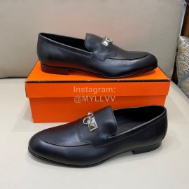 Hermes Fashion Cowhide Casual Business Shoes For Men Black