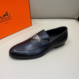 Hermes Fashion Cowhide Casual Business Shoes For Men Black