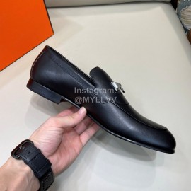 Hermes Fashion Cowhide Casual Business Shoes For Men Black