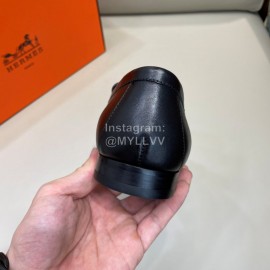 Hermes Fashion Cowhide Casual Business Shoes For Men Black