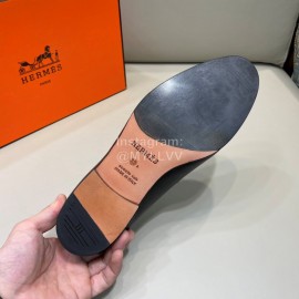 Hermes Fashion Cowhide Casual Business Shoes For Men Black