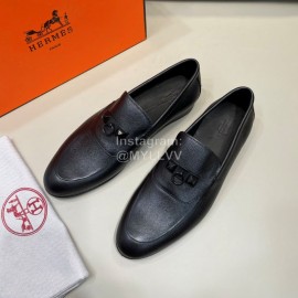 Hermes Fashion Black Cowhide Casual Business Shoes For Men